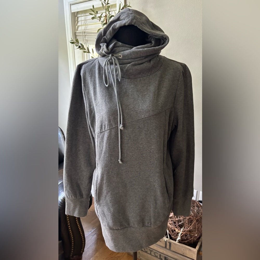 My Beloved Gray Cowlneck Tunic Sweatshirt Pockets Size L